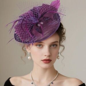 NEW! Elegant Purple Kentucky Derby Fascinator Hat